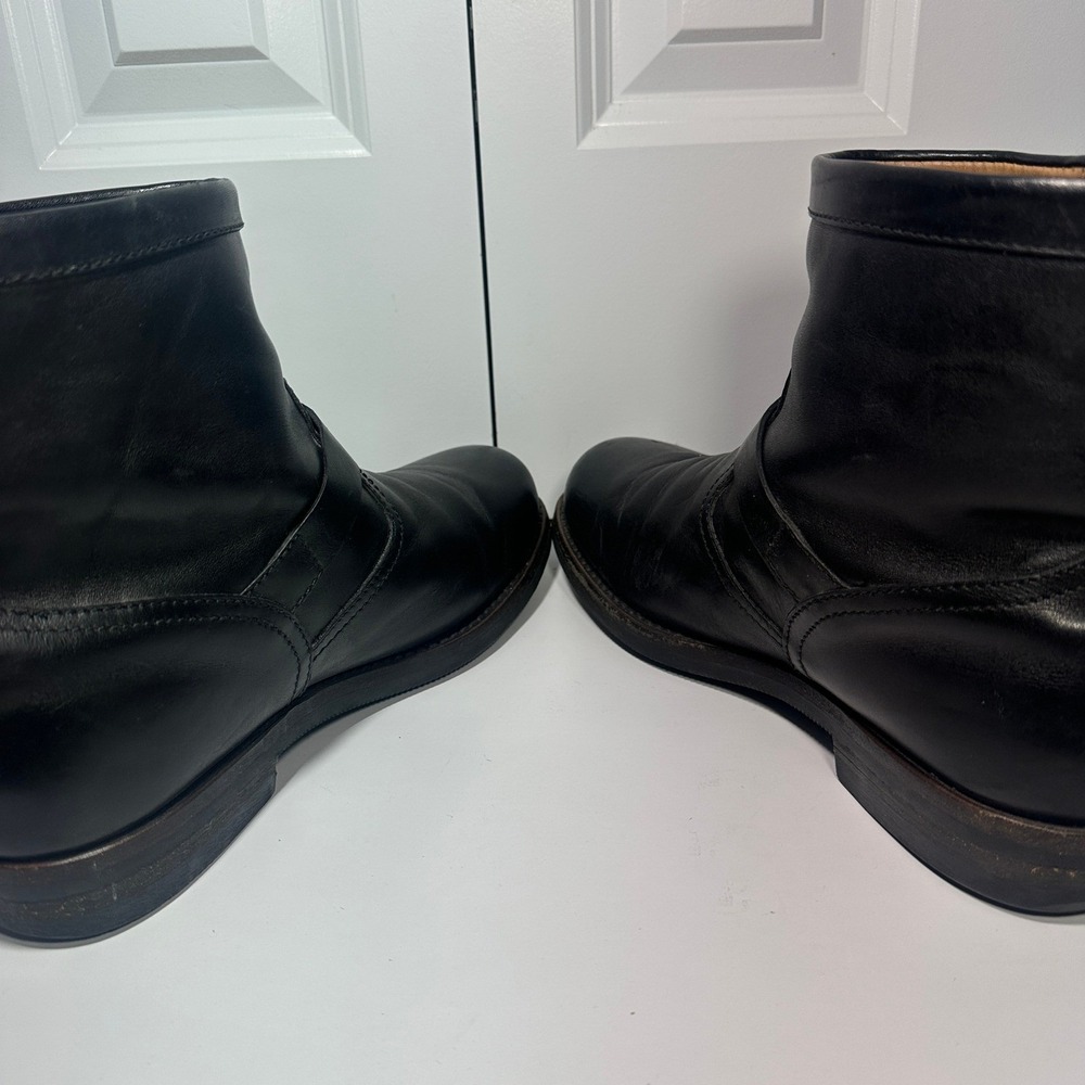 Ralph Lauren St Mortiz Garret Boots Mens 10 Black Leather Buckle Italy Moto - Picture 6 of 9